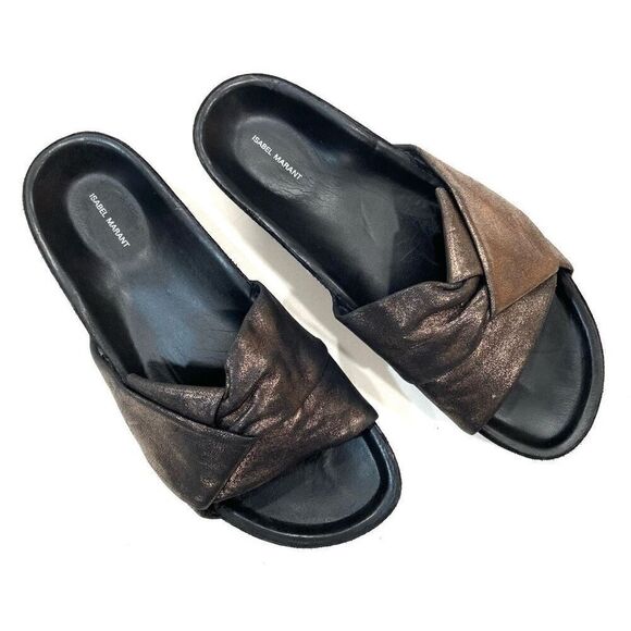 ISABEL MARANT Boop Leather Slides (Sz 38) - Picture 1 of 8